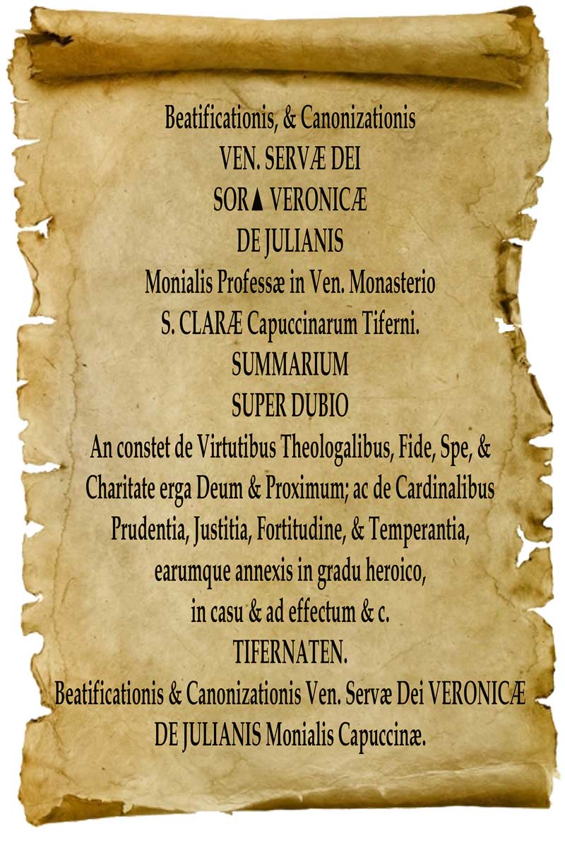 Amici di Santa Veronica Giuliani (Napoli): Verbale di canonizzazione e beatificazione di S. Veronica Giuliani